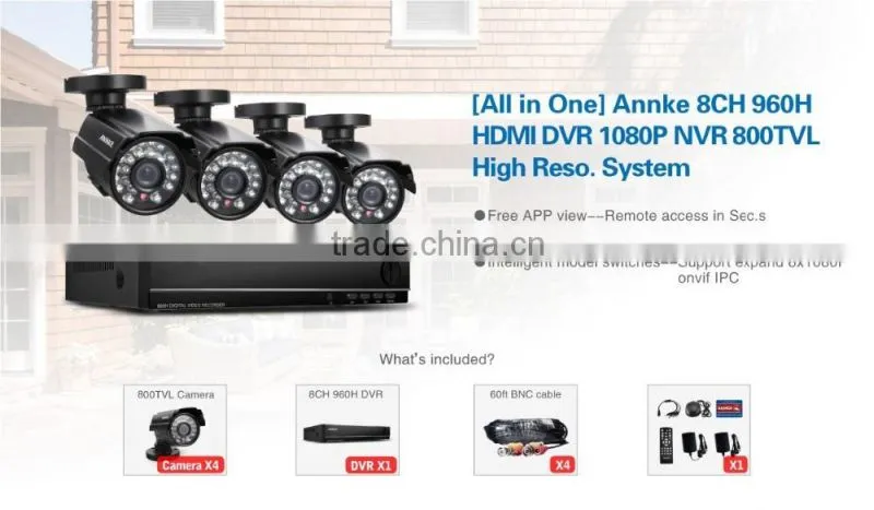 Night Vision 1280*720P HDMI DVR 8CH Channel 8pcs IR Bullet Outdoor Waterproof Security CCTV IP Camera System