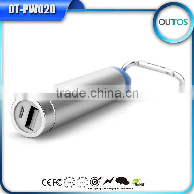 Portable Carabiner Aluminum Hook Power Bank 2200mAh 2600mah 2800mah