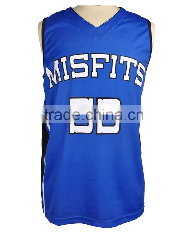 Blue basketball Jersey with polyester mesh digital printing sublimation