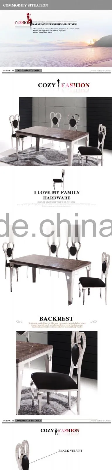 foshan wholesale popular heart shape stainless steel dining chair