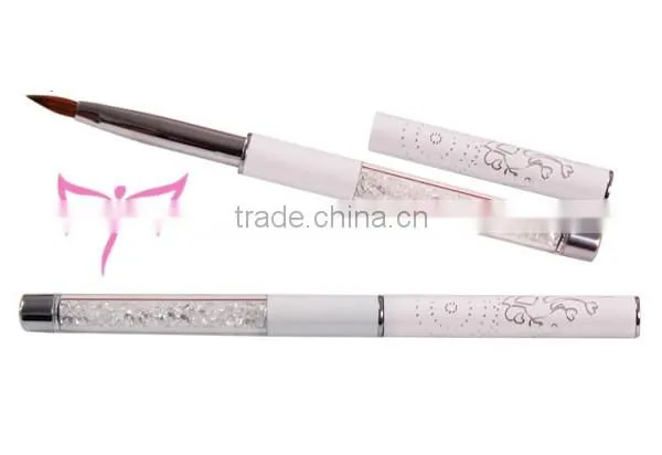 2016 Oval Shape Crystal Nail Brush with Animal Hair Brush Nail Polish Brush