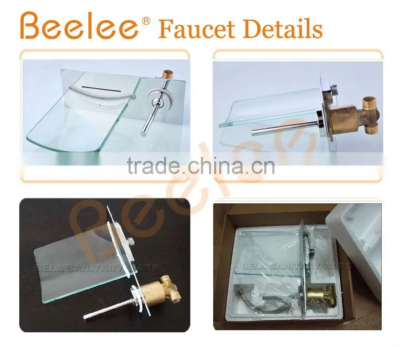 Wall Mounted Glass Bathroom Basin Faucet Tap with LED