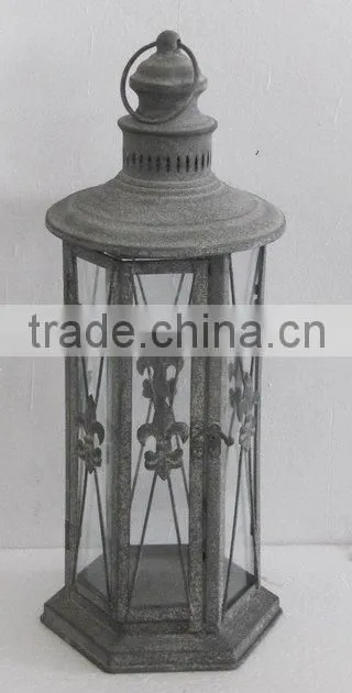 100519F- hexagonal metal candle lantern