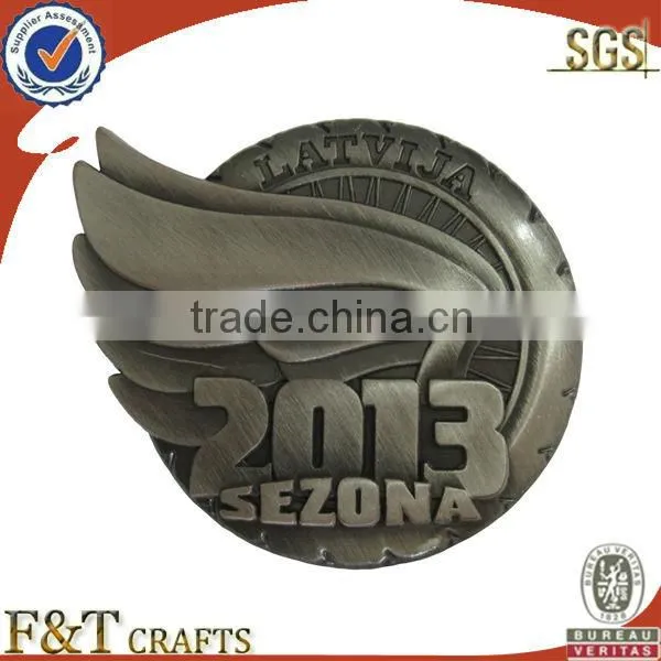 custom shaped 3D gold die cast metal badge