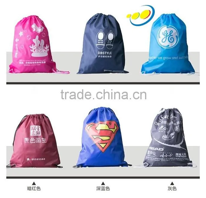 Custom Logo Printed Drawstring Polyester Shoe Bag Backpack