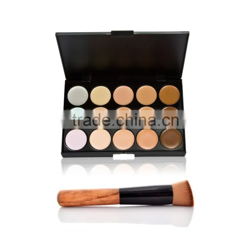 stock hot seller 15 color concealer foundation cream foundation makeup palette with cosmetic brush