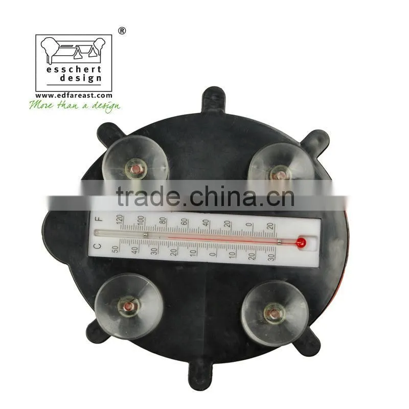 designed hand painted ladybug shape plastic window thermometer