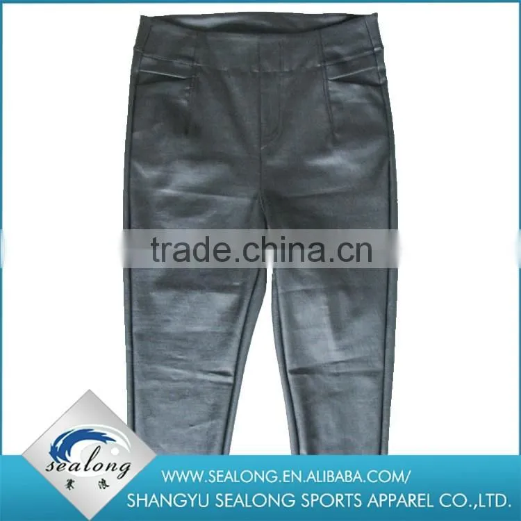 New fancy PU black women fashion pants designs with high quality