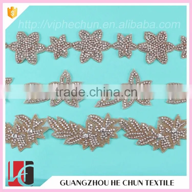 HC-4830-1 Hechun Rhinestone Fashion Beaded Ribbon Trim for Dyeable Cothing