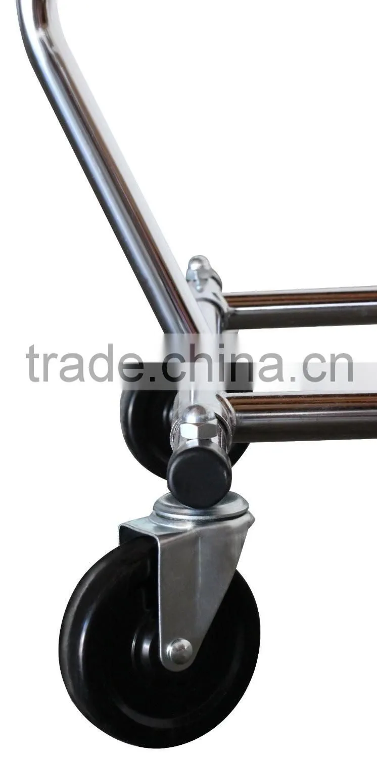 Adjustable Double Rail Rolling Garment Rack Hanging Clothes Rack with Brake Wheels