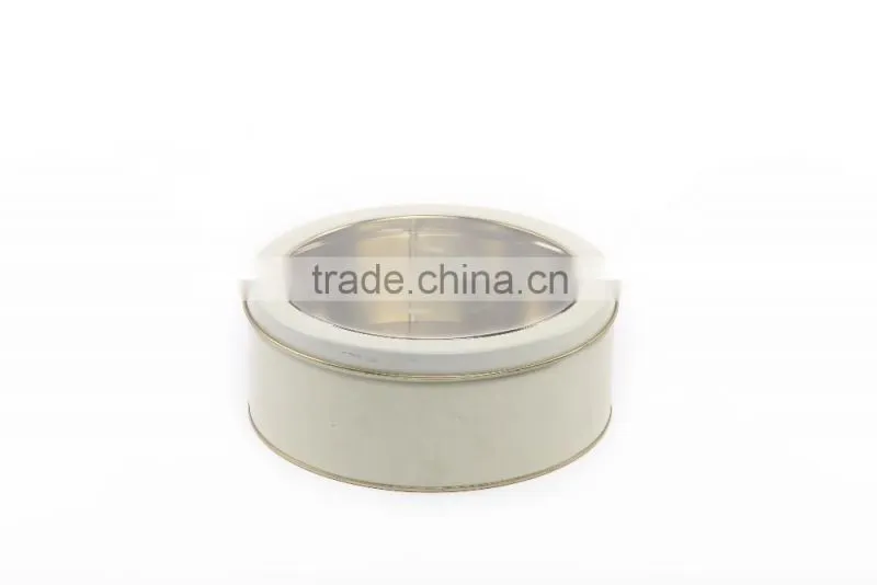 China Wholesale Customized Round Cookie Candy Tin Cans with Clear Window