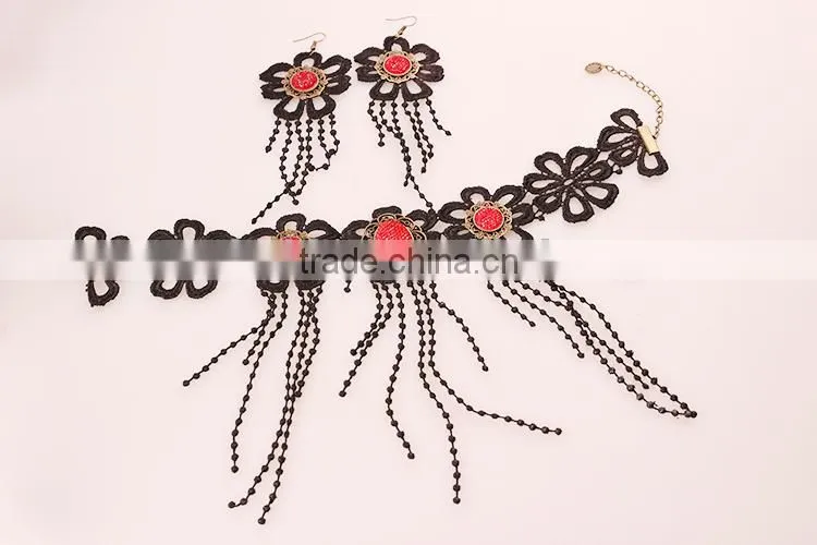 lace fashion indian jewelry set, cheap necklace and earring sets
