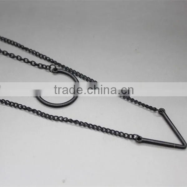 double-deck arrows fashion long thin chain necklace
