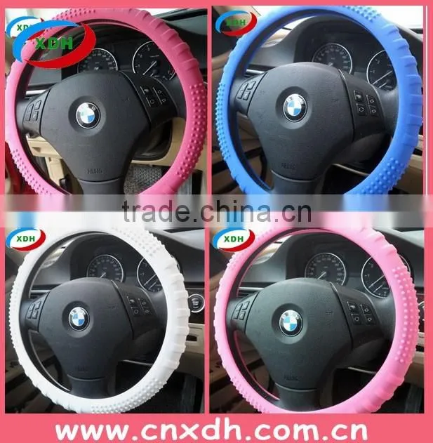 Car accessories pink silicone steering wheel cover for girls