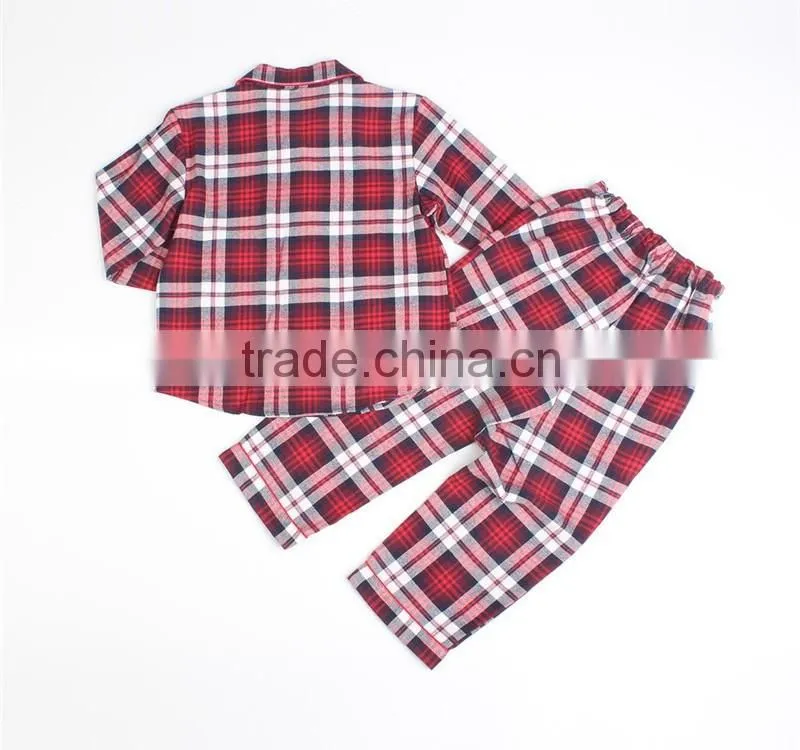 fancy red plaid children cotton sleepwear