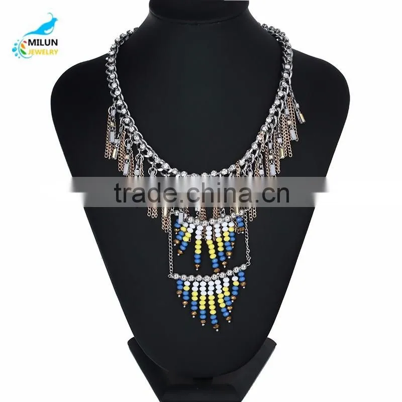 Trendy Fashion Tassel Rhinestone Choker Statement Necklace 2016
