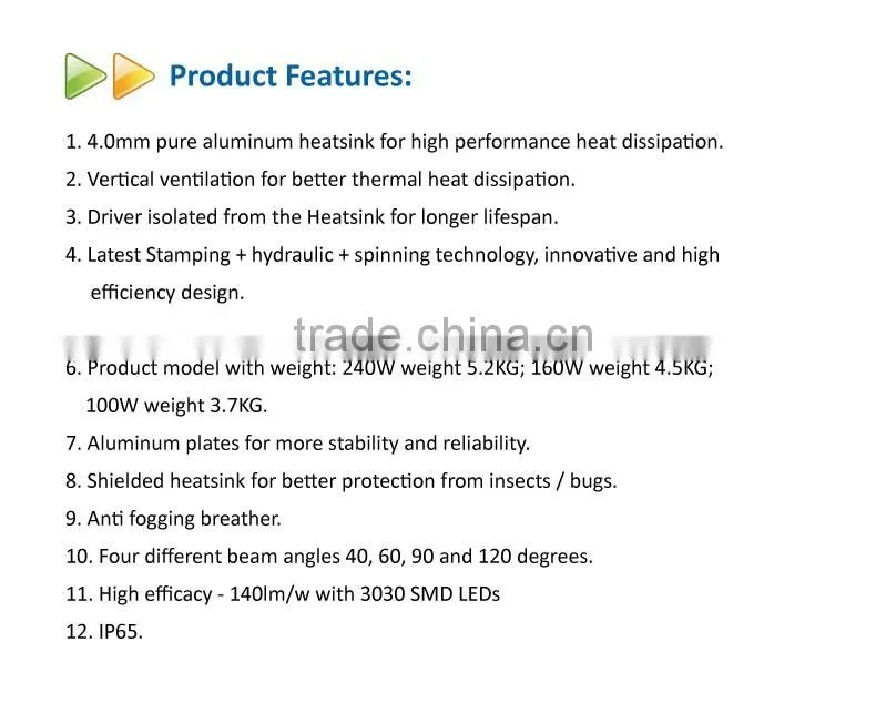 160W IP65 outdoor UFO high bay light with Taiwan Mean Well Driver