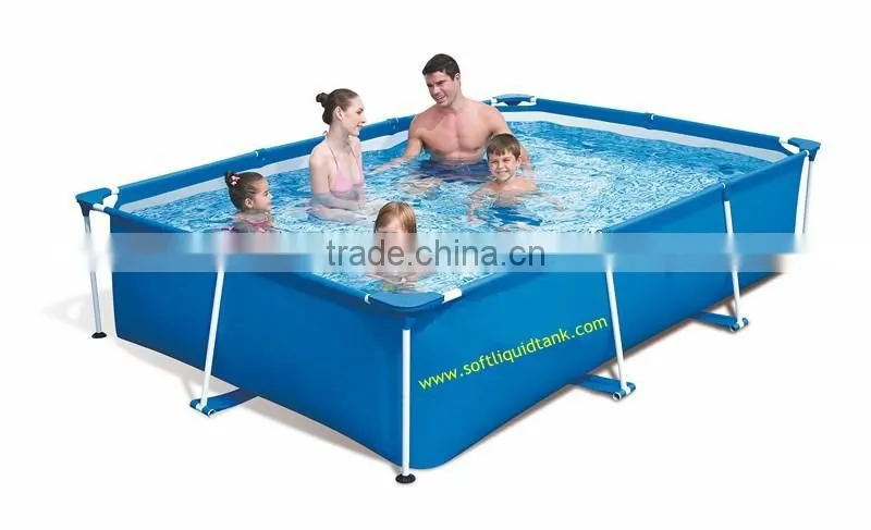 collapsible plastic rectangular swimming pool with frame