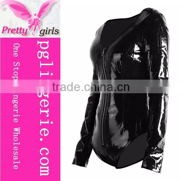 Faux Lingerie One Piece Jumpsuit Cat Woman Leather Pvc Catsuit Costume