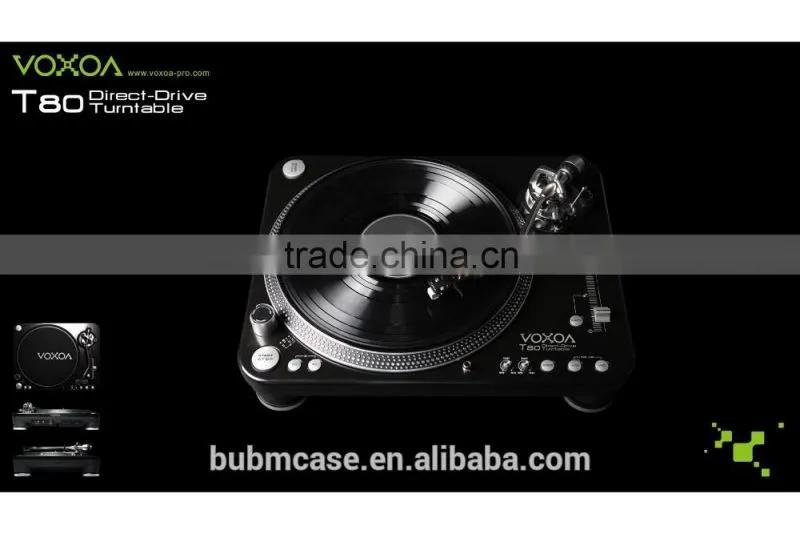 VOXOA DJ Turntable T80 High Torque 3 Speed Vinyl Turntable with height adjustable S-shaped pick up arm