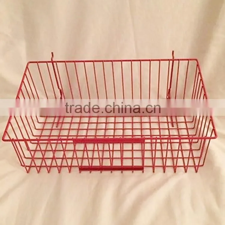 Red Wire Baskets For Grid Slatwall Pegboard