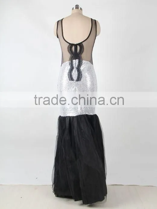Latest fashion 5 colors ready stock low back sexy mermaid evening dress with sequin