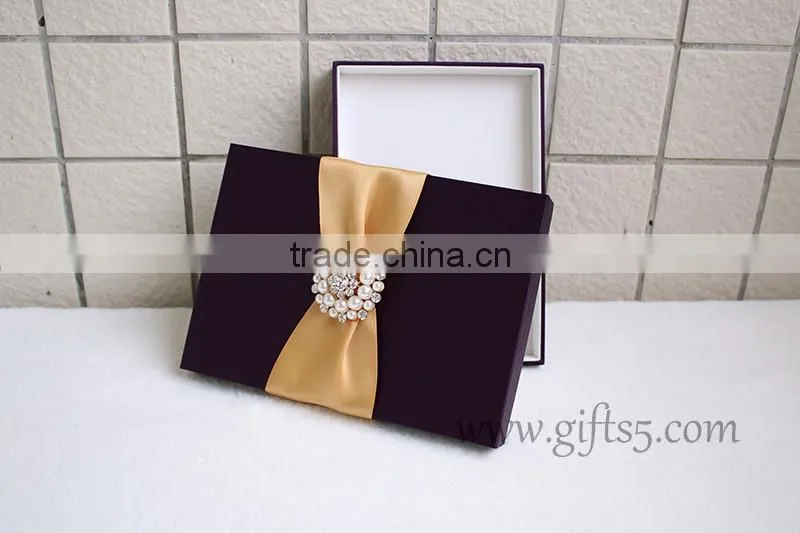 2016 latest Luxury Wedding Gift Box Wedding Invitation Box with ribbon custom made