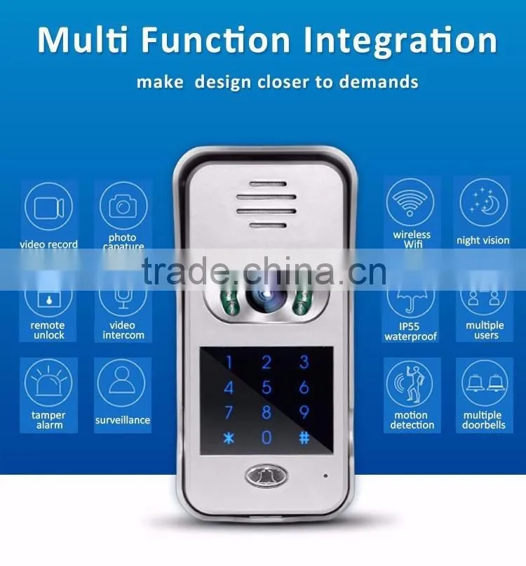 Hot sale RJ45 touch key rainproof APP wireless wifi video door phone with function of motion