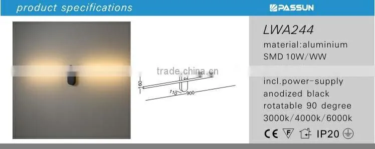 2016 passun new product slim elegant black led wall light for decoration