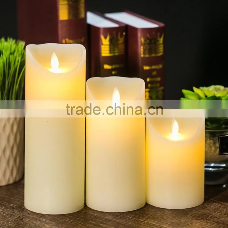 Ivory flameless moving wick led candle,led moving flame candle,flameless led candle