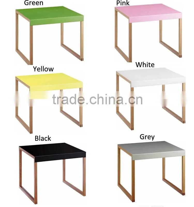 Colorful wooden Coffee Table with metal top