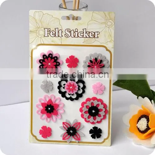 adhesive felt sticker, 3d sticker , handmade felt sticker, scrapbooking sticker, layered sticker , flower felt sticker