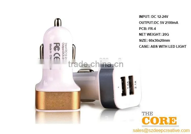 E2 two USB port car charger,2 port car charger,cheap car usb charger
