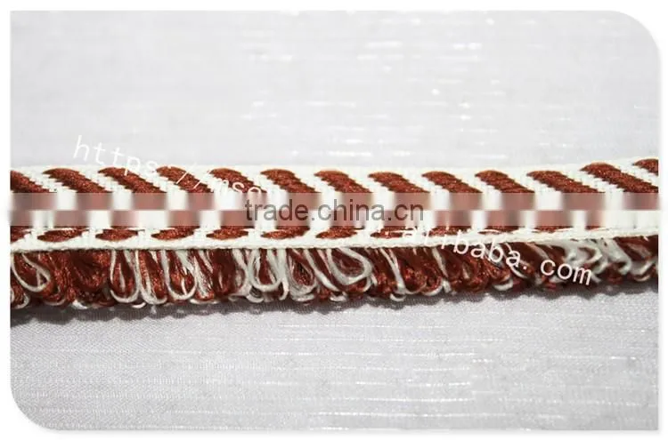 Good price 1.6cm width yarn dyed polyester weave with fringe wholesale