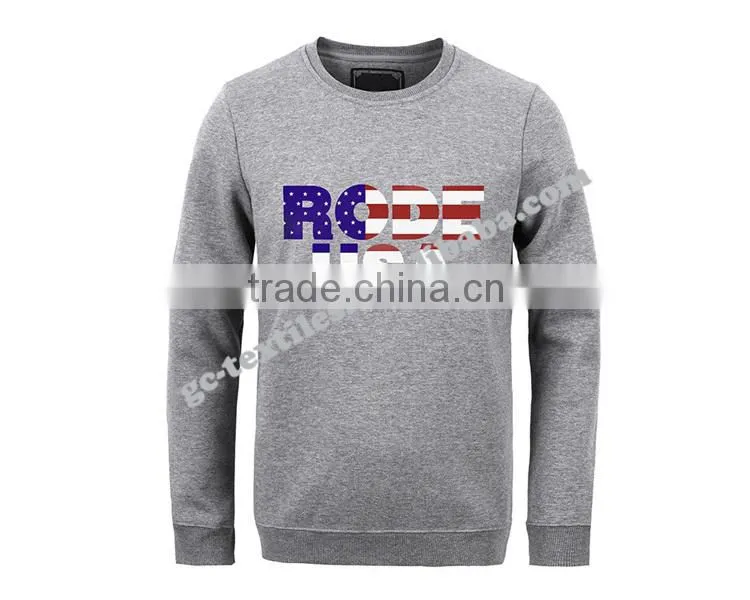 Men's Printed Round Neck Long Sleeve Fleece Sweater