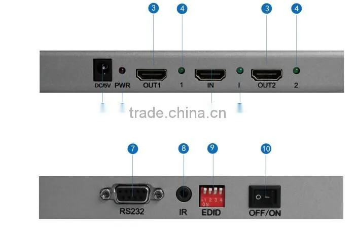 New Arrival 1x2 VOXLINK 4K HDMI splitter UL For HDMI 1.4,HDCP1.4 ,4K,IR extension, EDID management, RS232