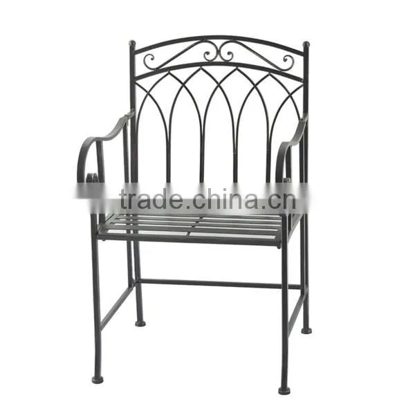 Wrought iron arm chair antique black color