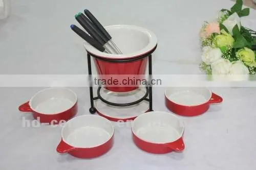 porcelain candle fondue set