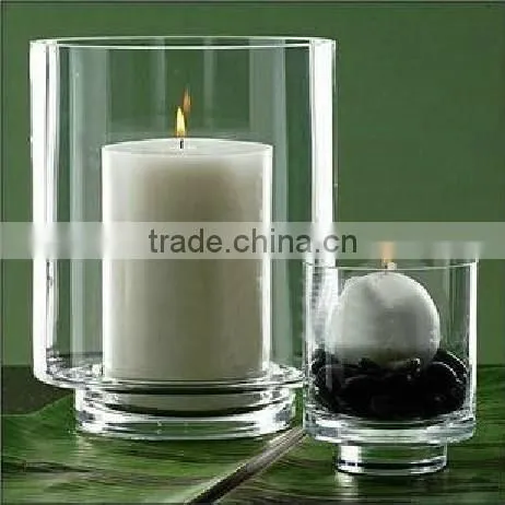 Wholesale lotus wedding glass candle hoder, lotus glass candlestick