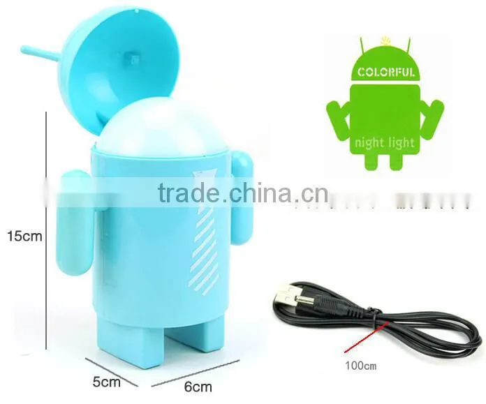 Supply creative fashion Android robot colorful light / small Night light --green
