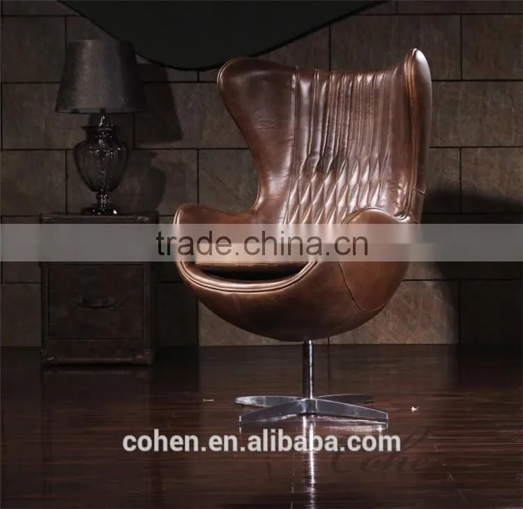 New model genuine leather egg chair with aluminium back coating/swivel bar chair with high back/lounge chair