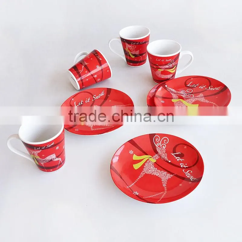 10"Round Shape Ceramic Pizza Plate with Customized Designs