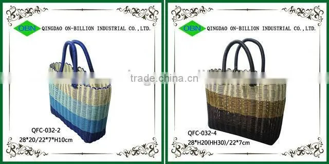 Handmade woven PE hollow pipe bag