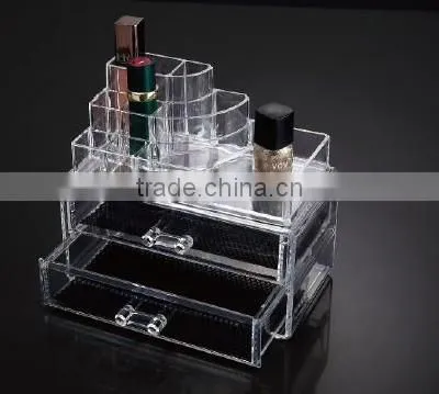 hot selling transparent heart design make up cosmetic display rack