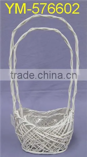 good selling White Round Willow Basket With Handle