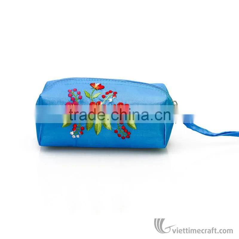 Hand embroidered wallet made from silk, various colors and sizes