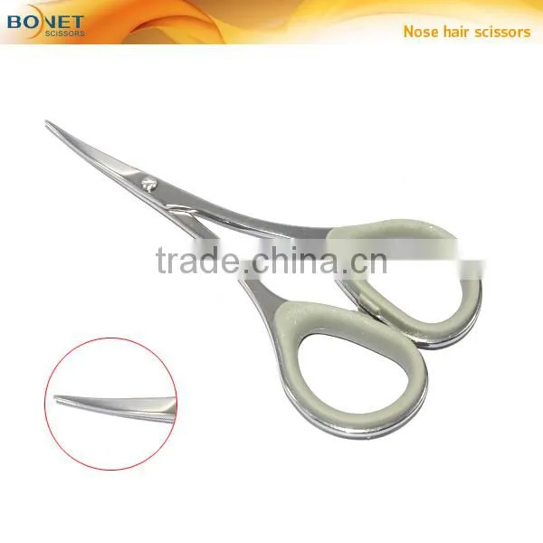 SEM0013 3-1/2'' mirror polised blades soft rubber ring handle high quality round/sharp point vibrissa/nose hair scissors