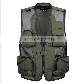 Man's Outdoor Multi-pocket Fishing Vest Outdoor Hiking Photography twill Vest Waistcoat Of Photographer made in China