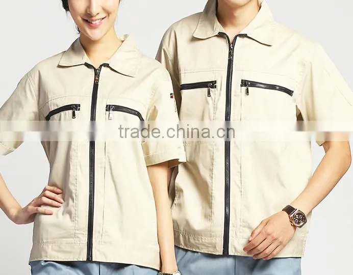 2016 OEM customized unisex garage overall uniforms short sleeve workwear