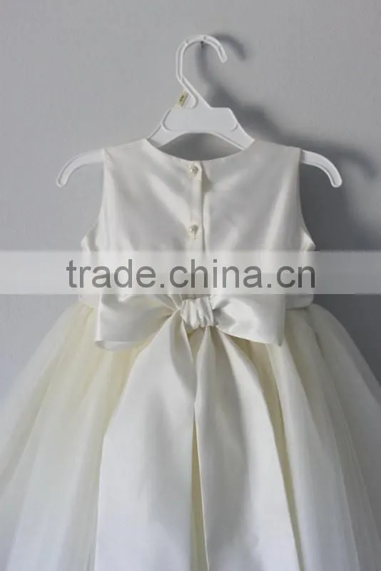 Perfect Special Occasion Flower Kids Girls Dress With Tulle Skirt Girls Tutu Dress Bow At Back Beautiful Model 2016 HSD5838